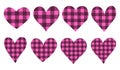 Hearts pink buffalo plaid Valentines day vector illustration